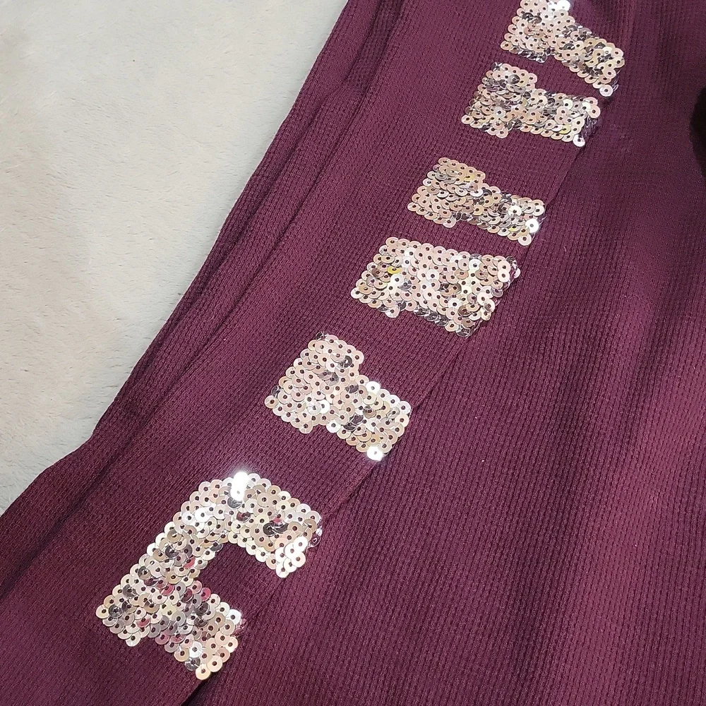 PINK Victoria's Secret Burgundy Pajama Onesie - Picture 10 of 14
